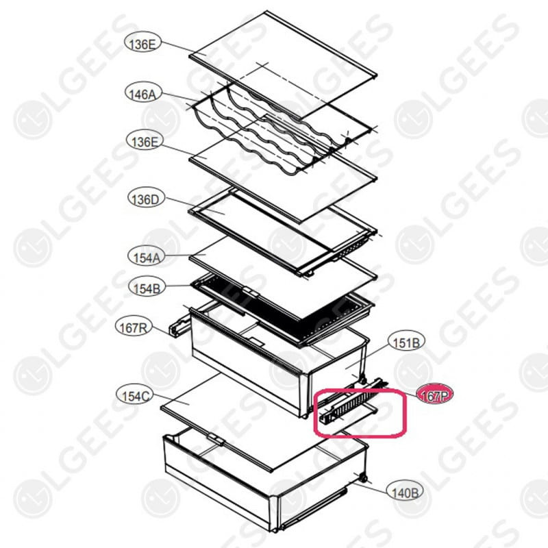 Guia derecha cajon superior MEA65430702